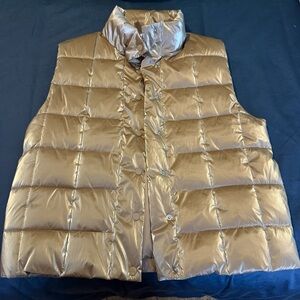 Elodie Metallic Champagne Quilted Puffer Vest